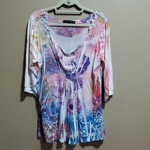 Lavena Multicolor Women's Top Size XXL